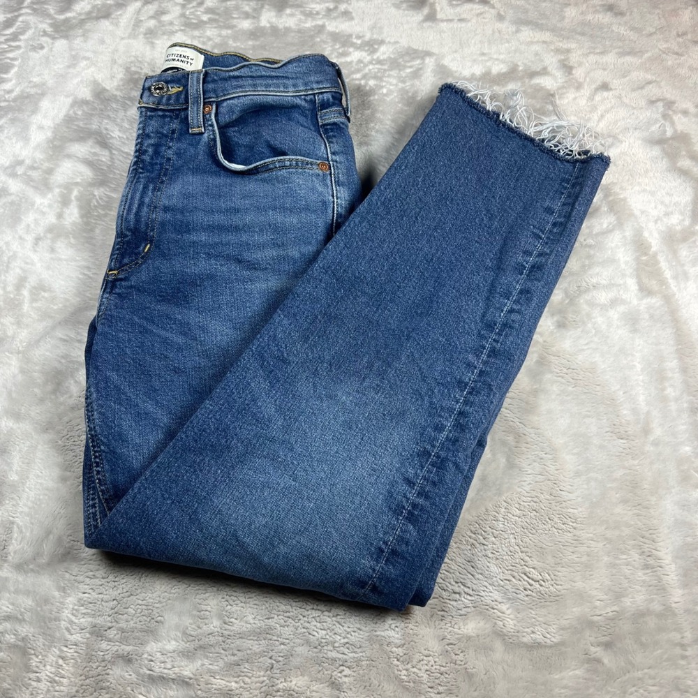 Citizens of Humanity Women 24 Daphne Jeans Blue High Rise Raw Hem